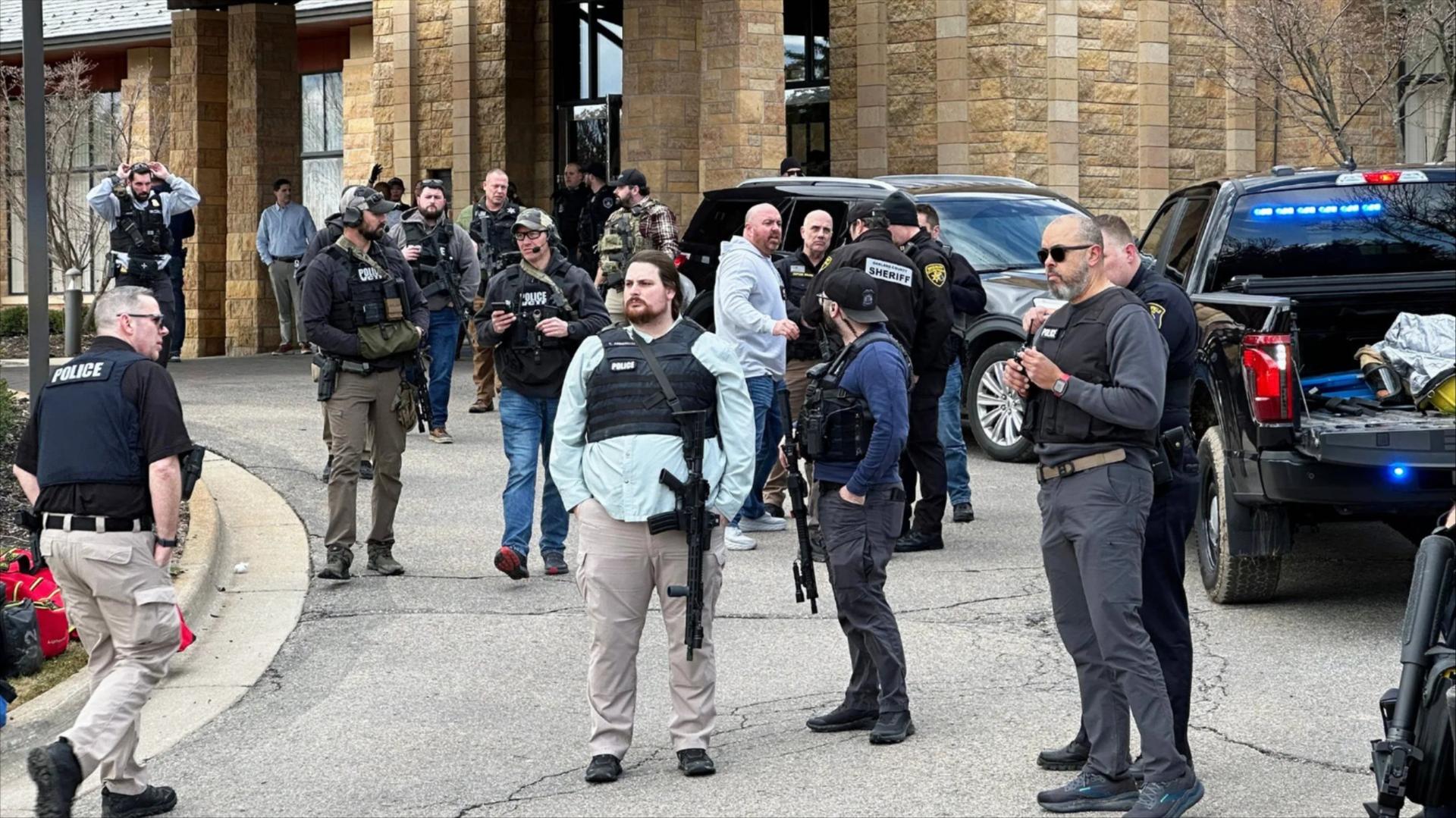 Law enforcement respond to a call at Temple Israel synagogue in West Bloomfield Township, Michigan.
