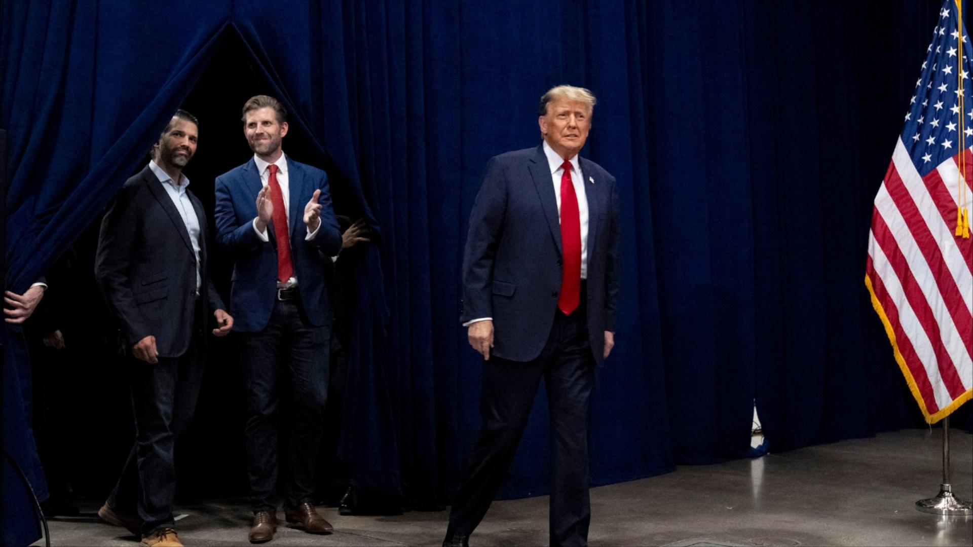 President Donald Trump with Donald Trump Jr. and Eric Trump