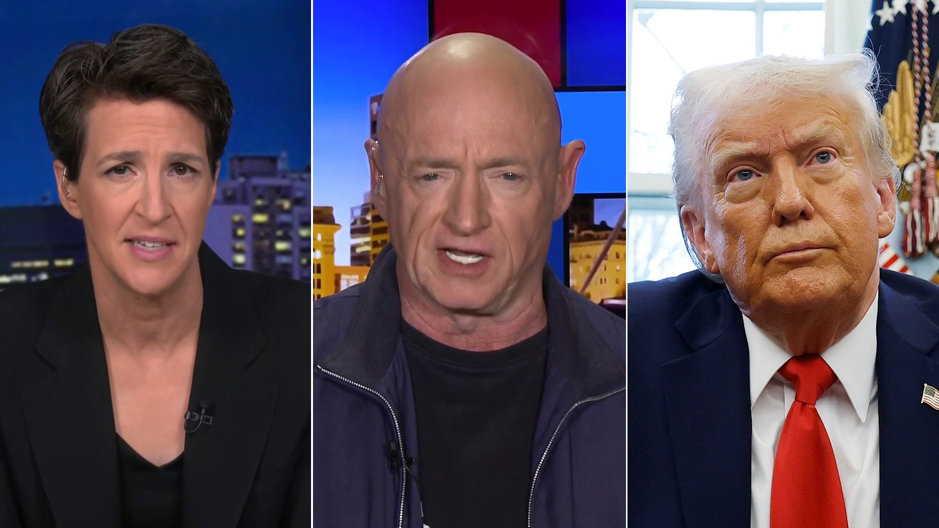 Rachel Maddow, Mark Kelly and Donald Trump