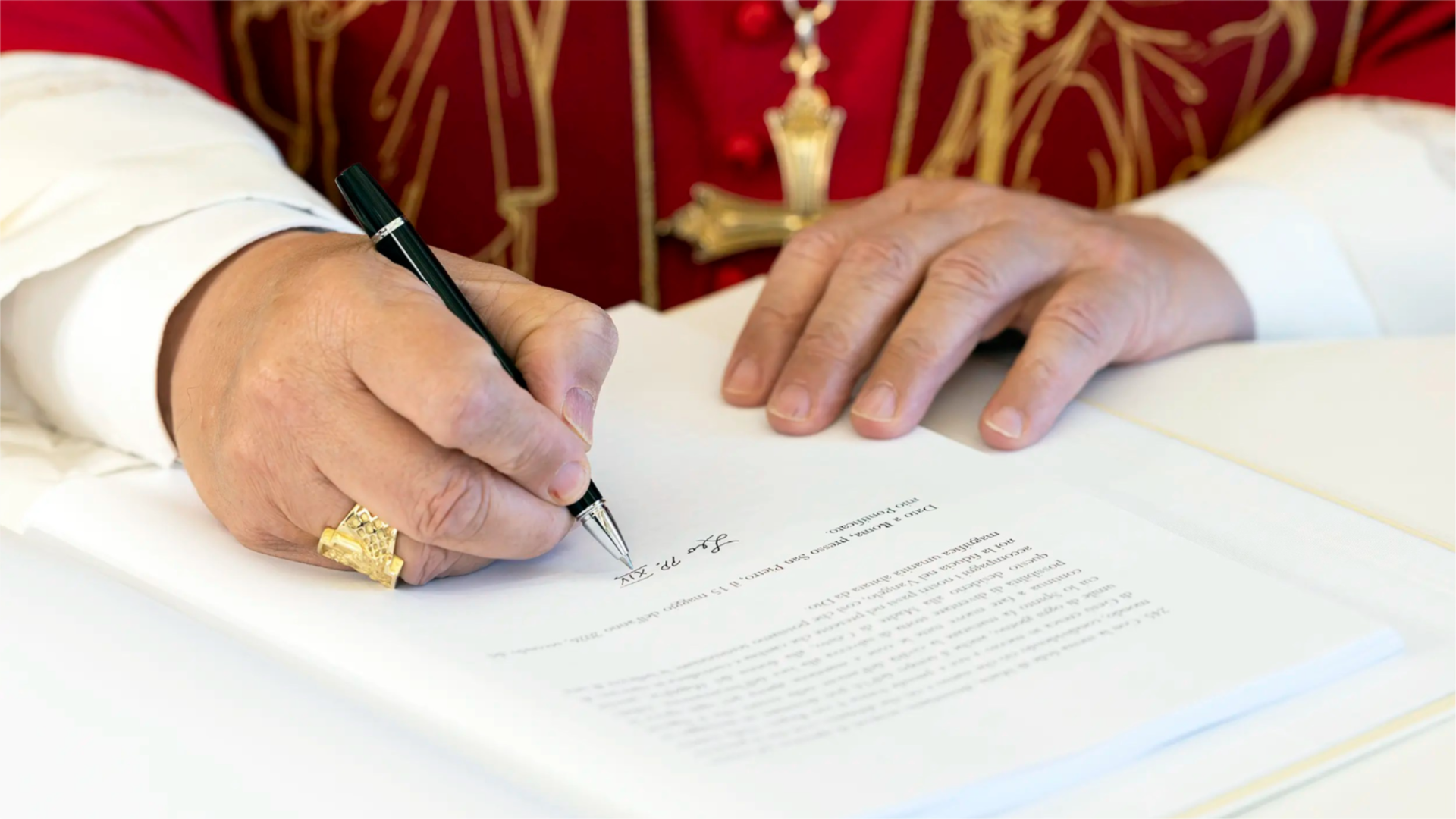 Pope Leo writing 