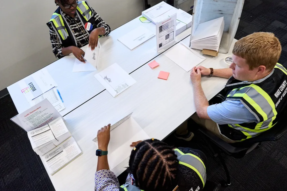 County officials sorting ballots