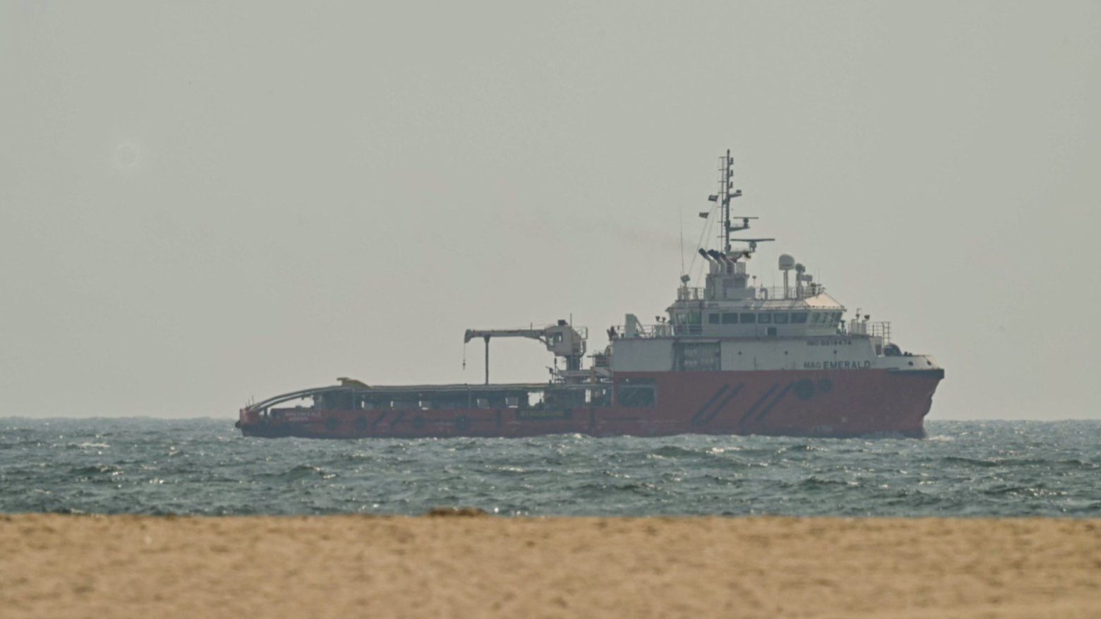 A ship sails off the coast of Ajman 