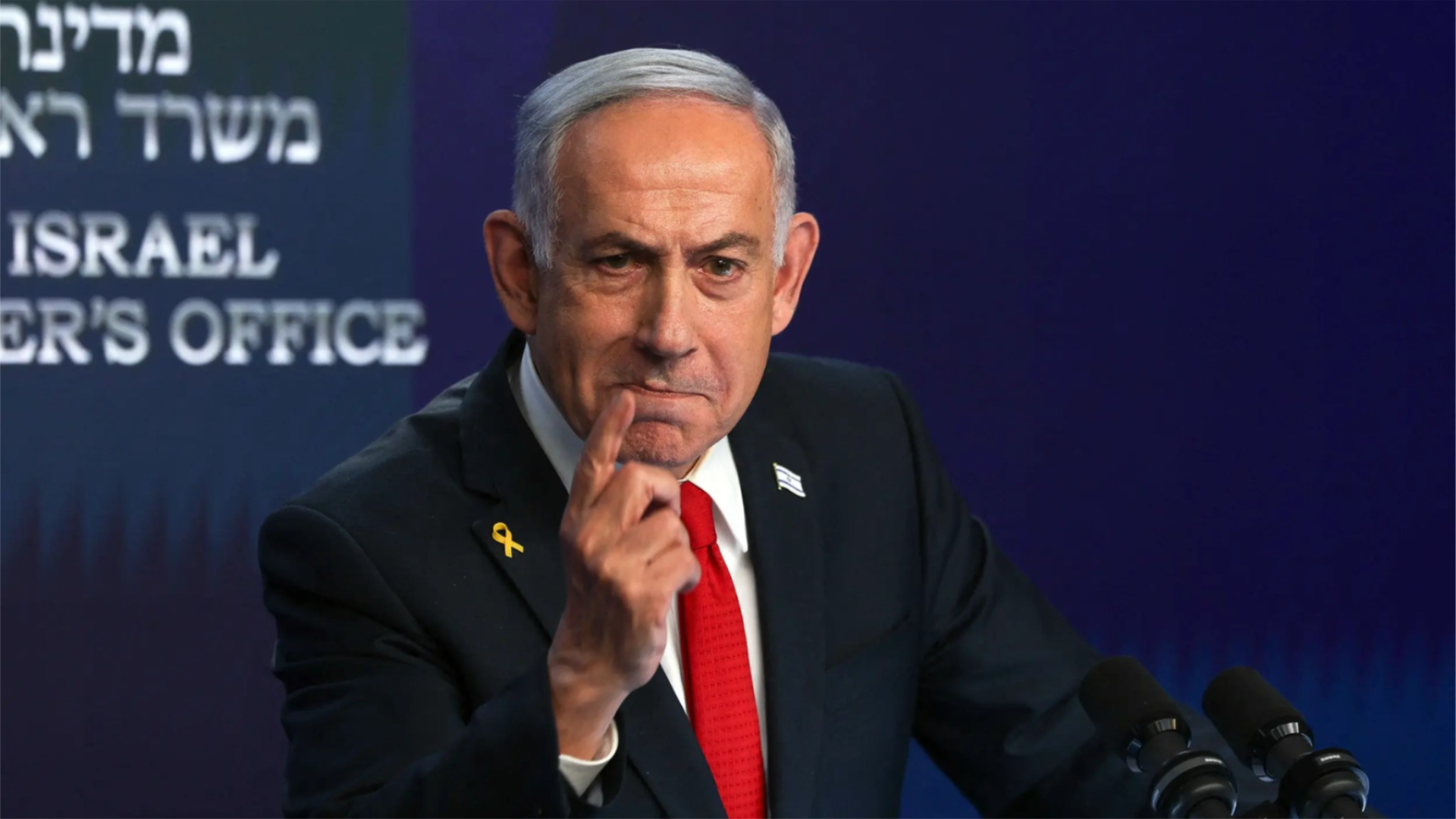 Israeli Prime Minister Benjamin Netanyahu gives a press conference on May 21, 2025 in Jerusalem.