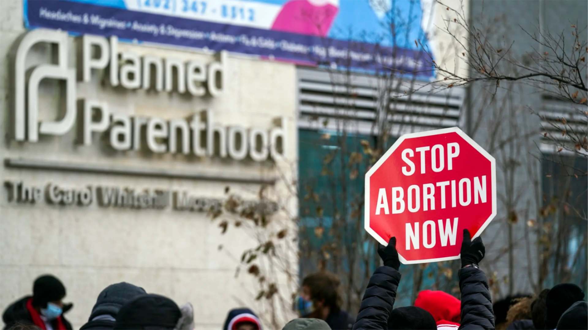 Anti-abortion demonstrators gather at Planned Parenthood on Jan. 29, 2021 in Washington, D.C.