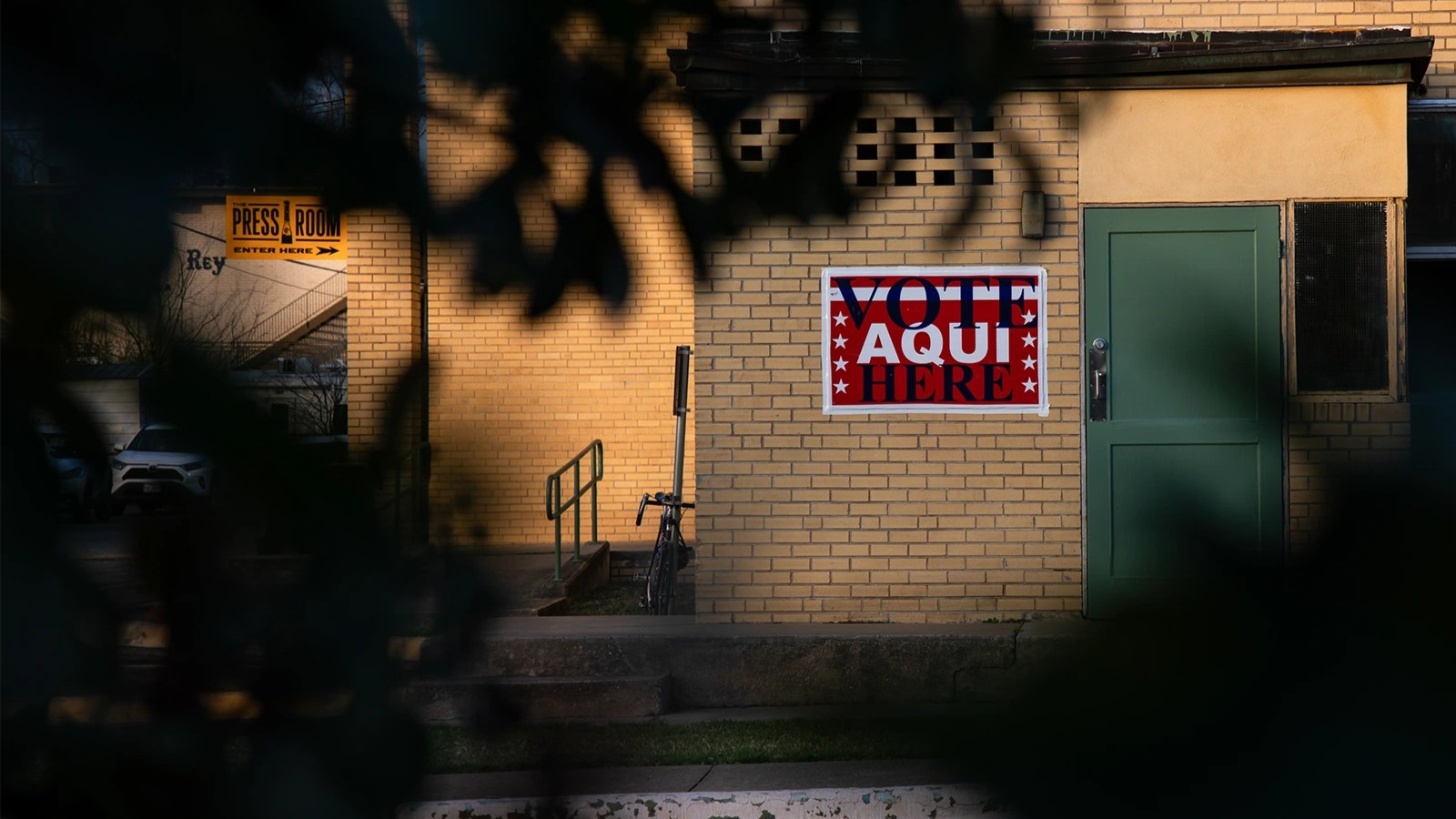 A photo of the outside of a polling location