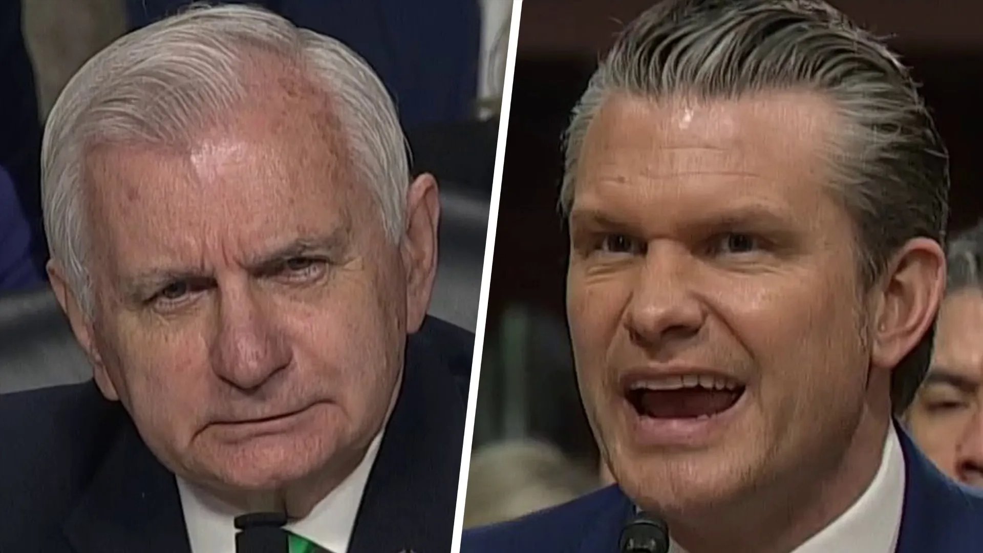 Sen. Jack Reed and Pete Hegseth 
