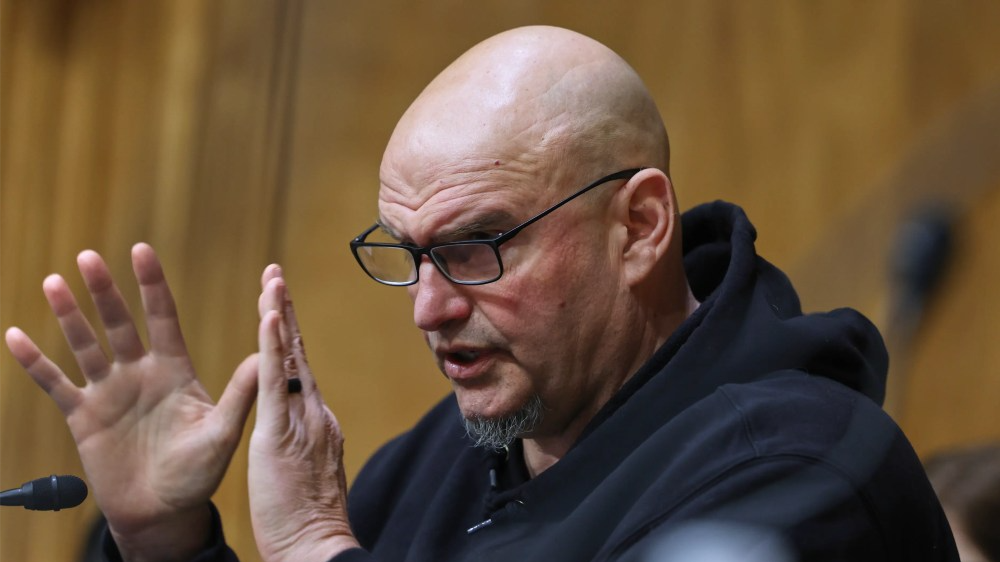 Sen. John Fetterman speaks during a Senate Homeland Committee hearing on Feb. 12, 2026 on Capitol Hill.