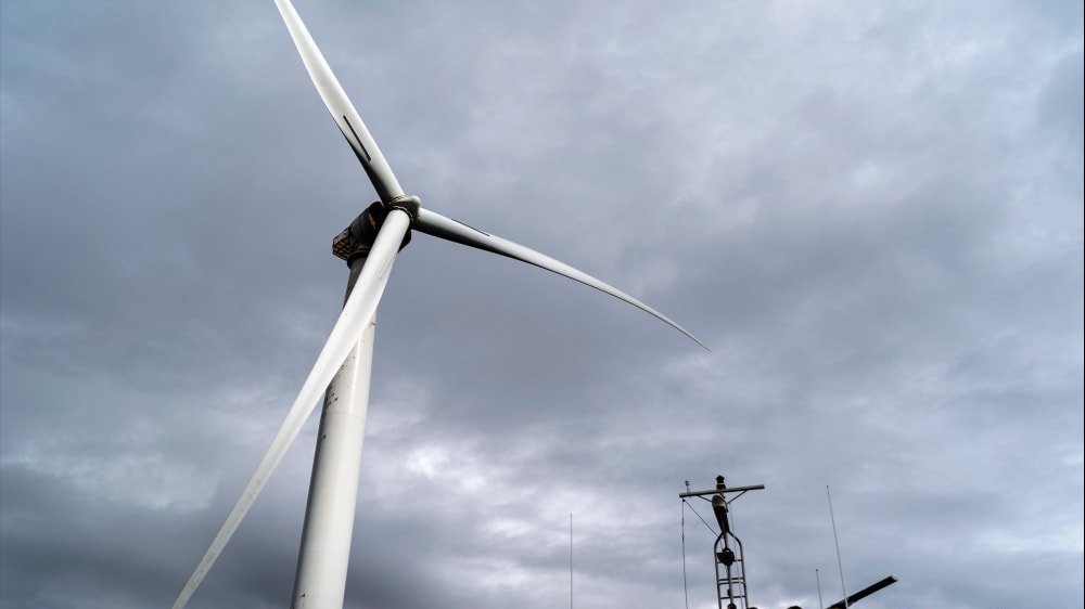 A turbine at an offshore wind farm
