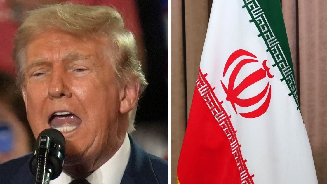 Edited photo of Trump and an Iranian flag
