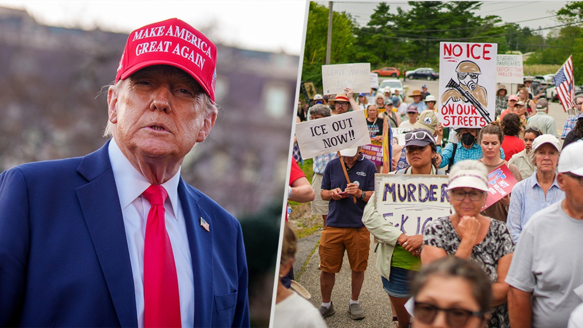  Trump and protesters 