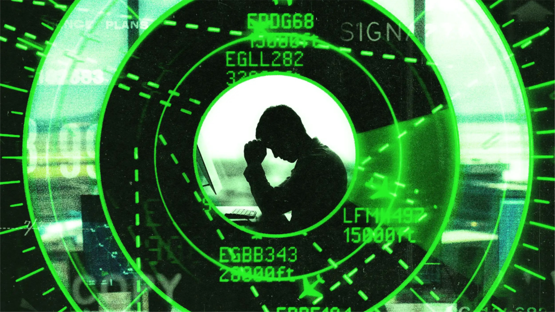 An air traffic controller looking stressed at work