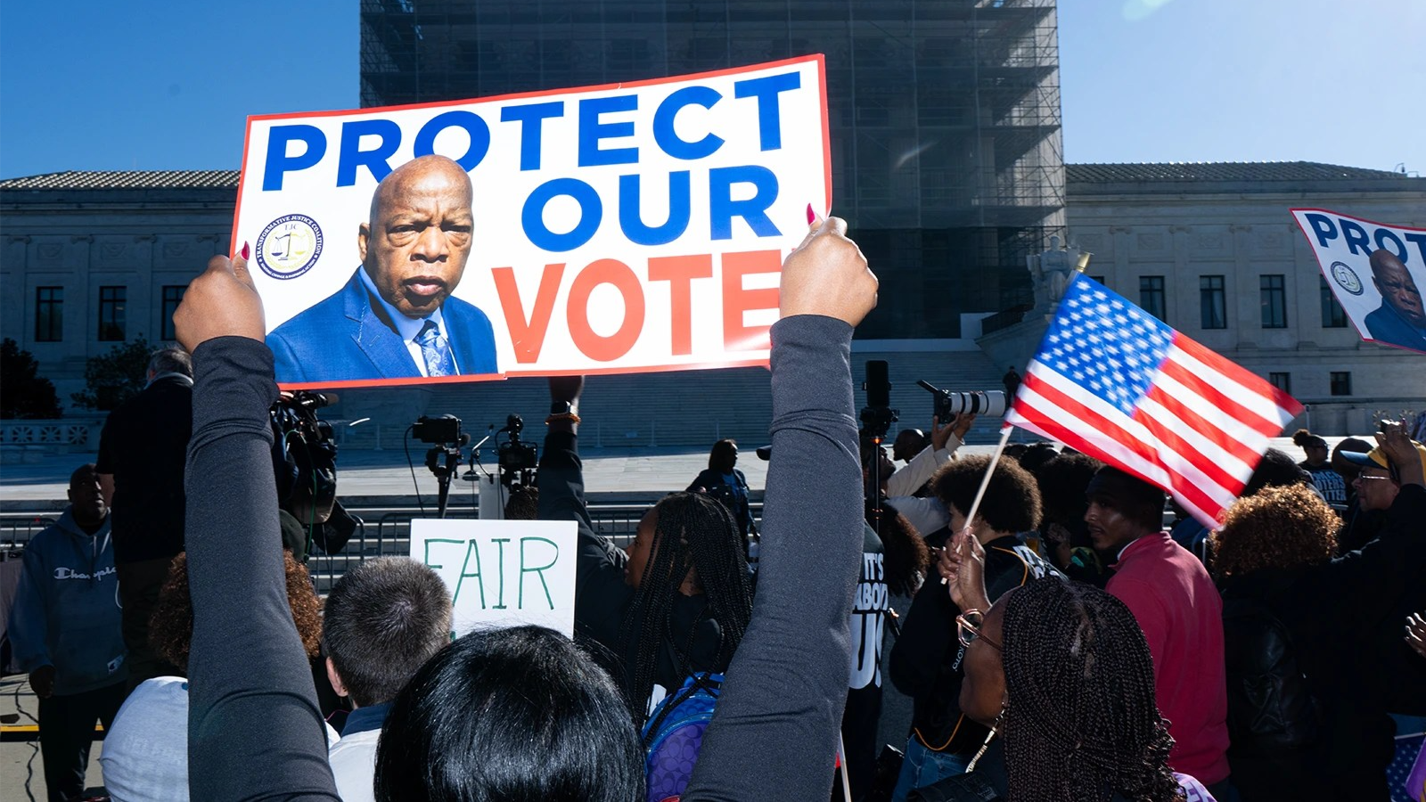 Protesters outside the Supreme Court