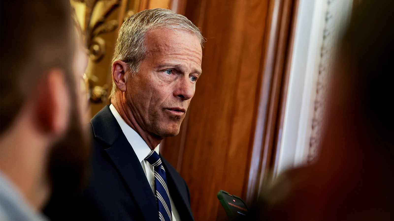 John Thune speaks to reporters in the Capitol 