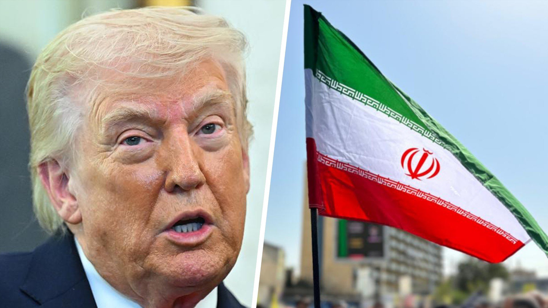  Trump and an Iran flag 