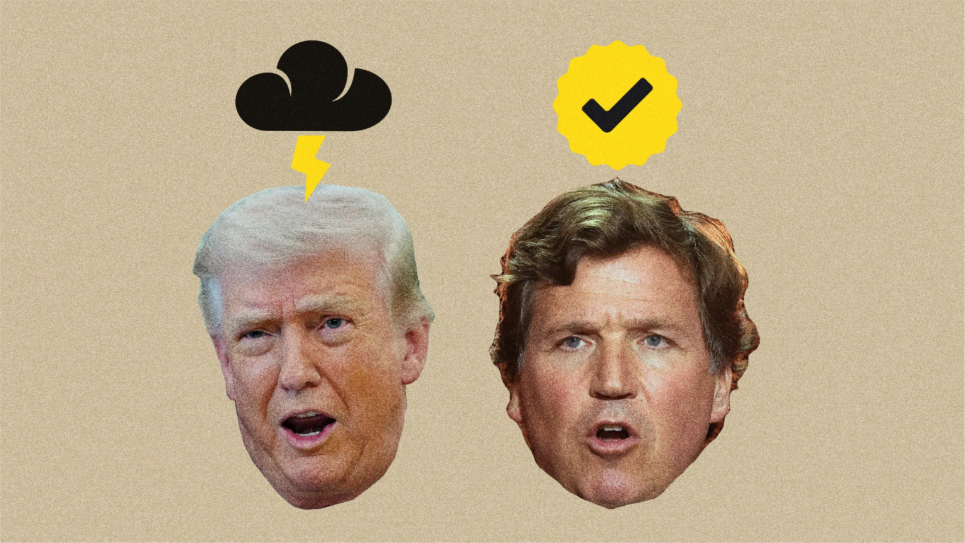 An illustration of Trump and Tucker Carlson