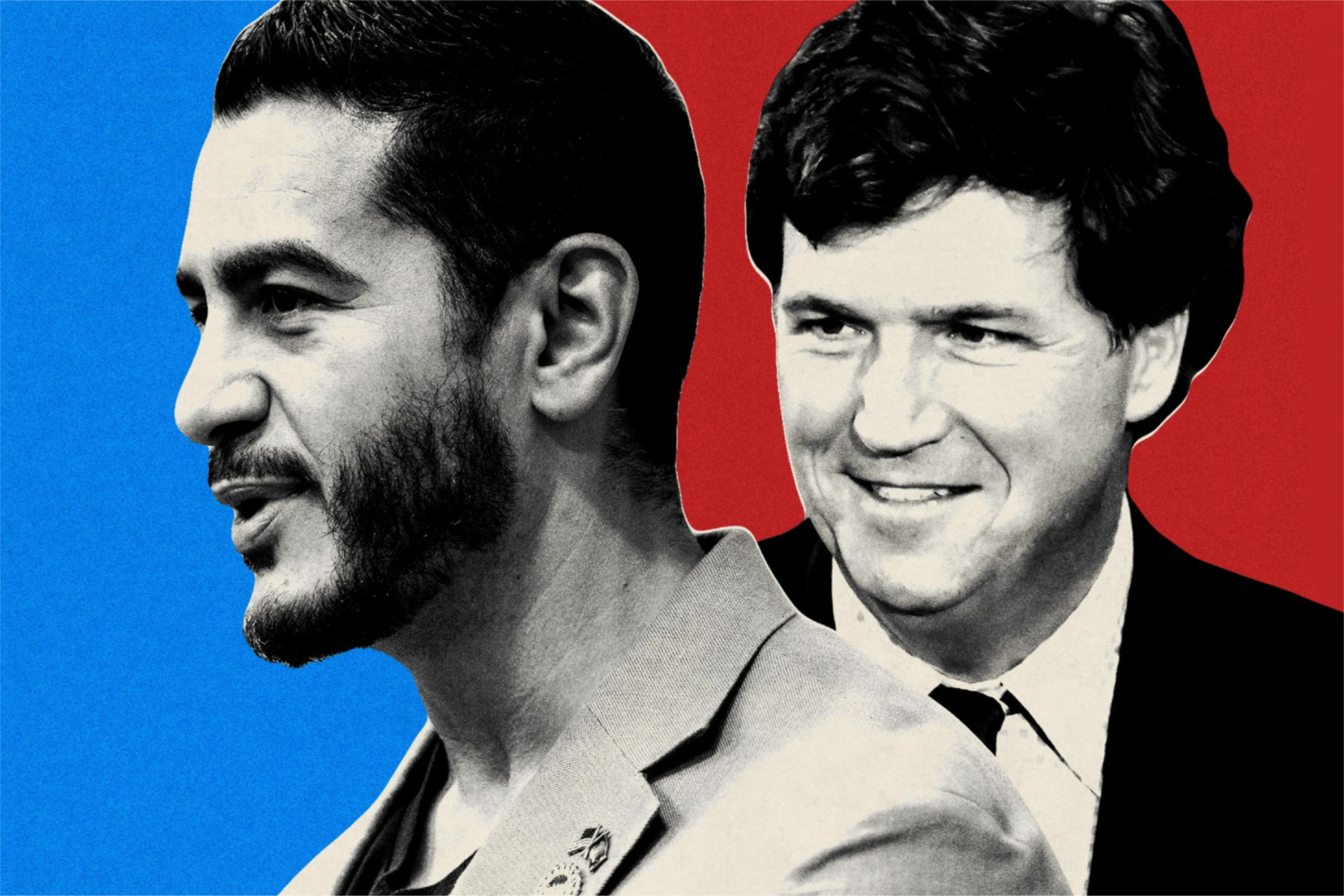 Photoillustration of Abdul El-Sayed and Tucker Carlson