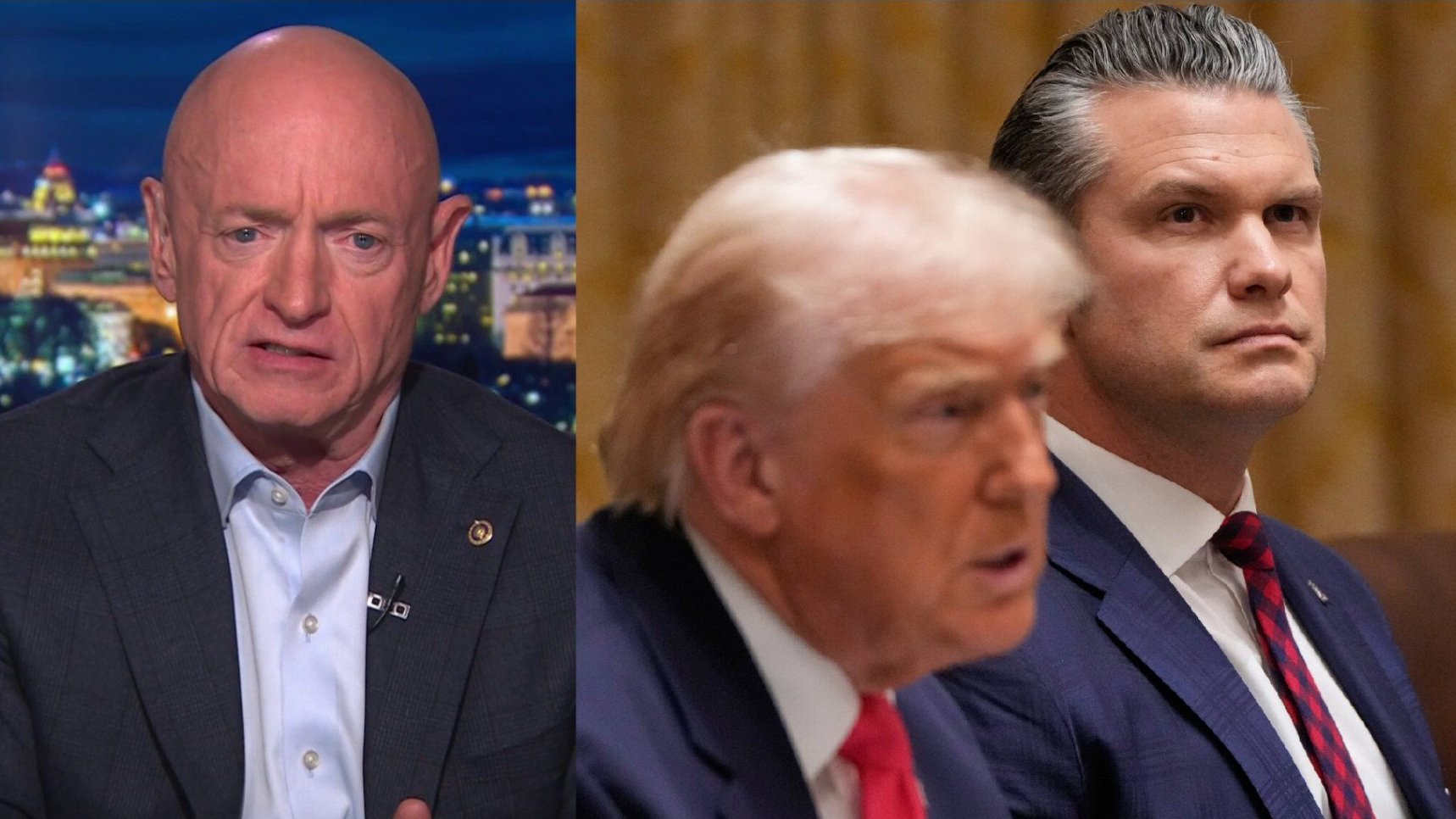 Mark Kelly, Donald Trump, Pete Hegseth