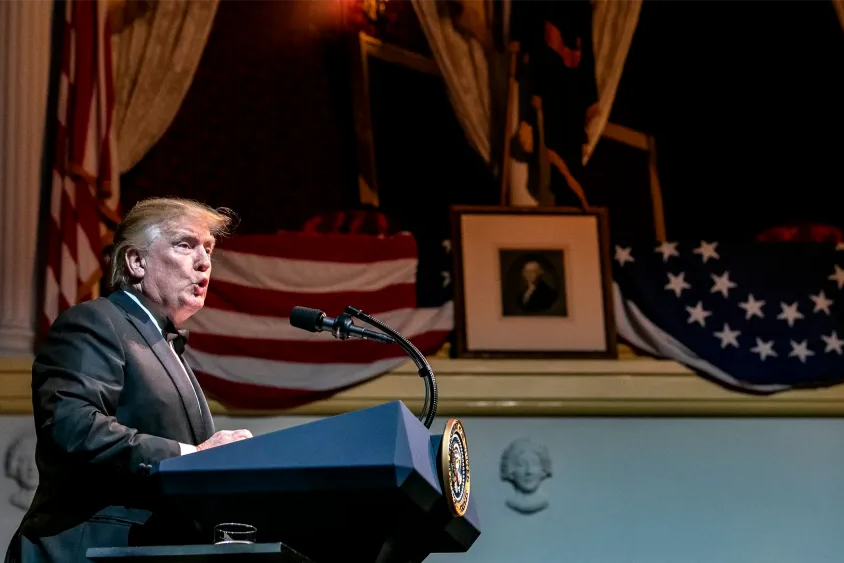 Trump speaking at Ford’s Theatre