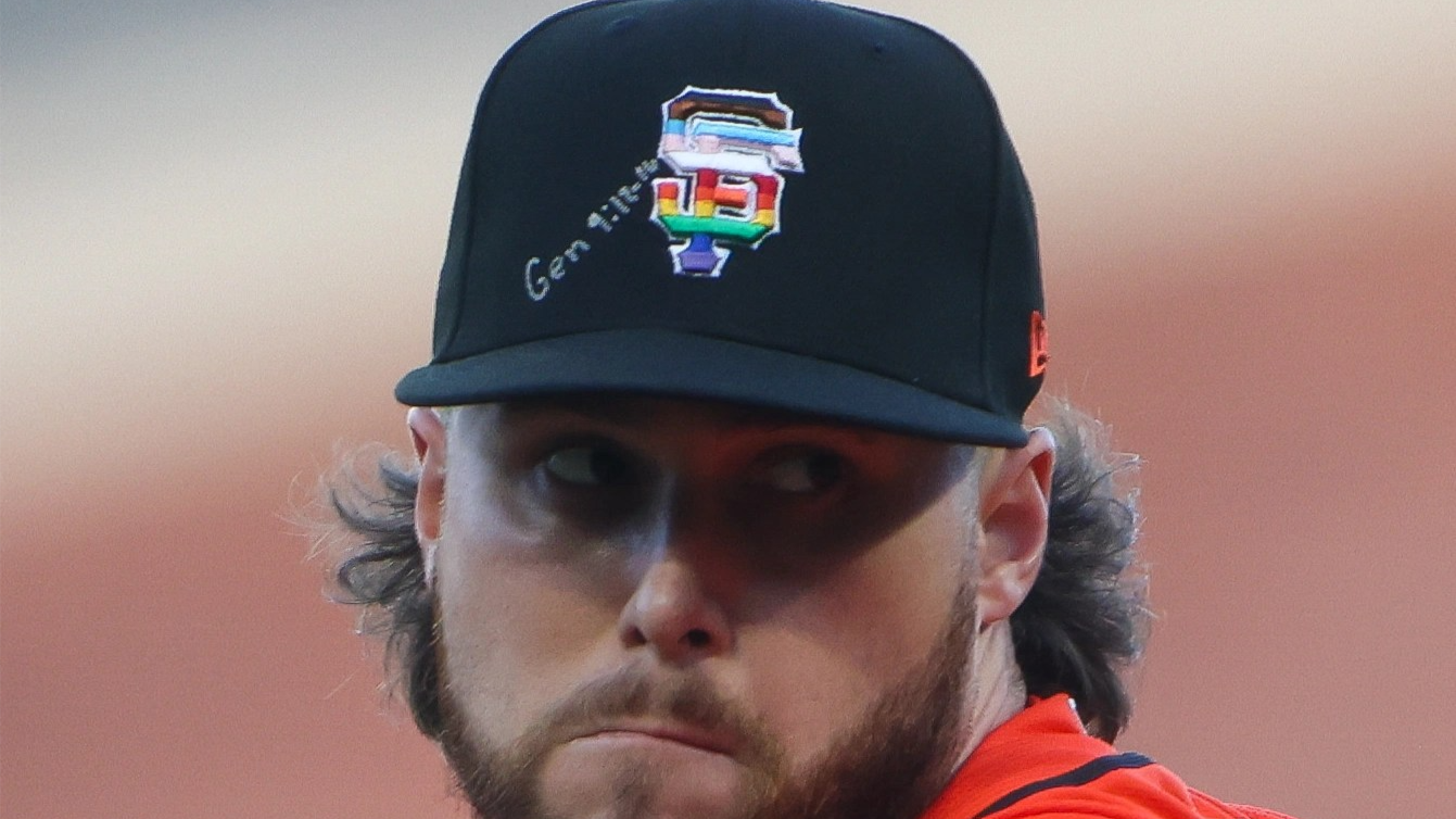 San Francisco Giants pitcher Landen Roupp throws to a Chicago Cubs batter during a home game on June 12, 2026.