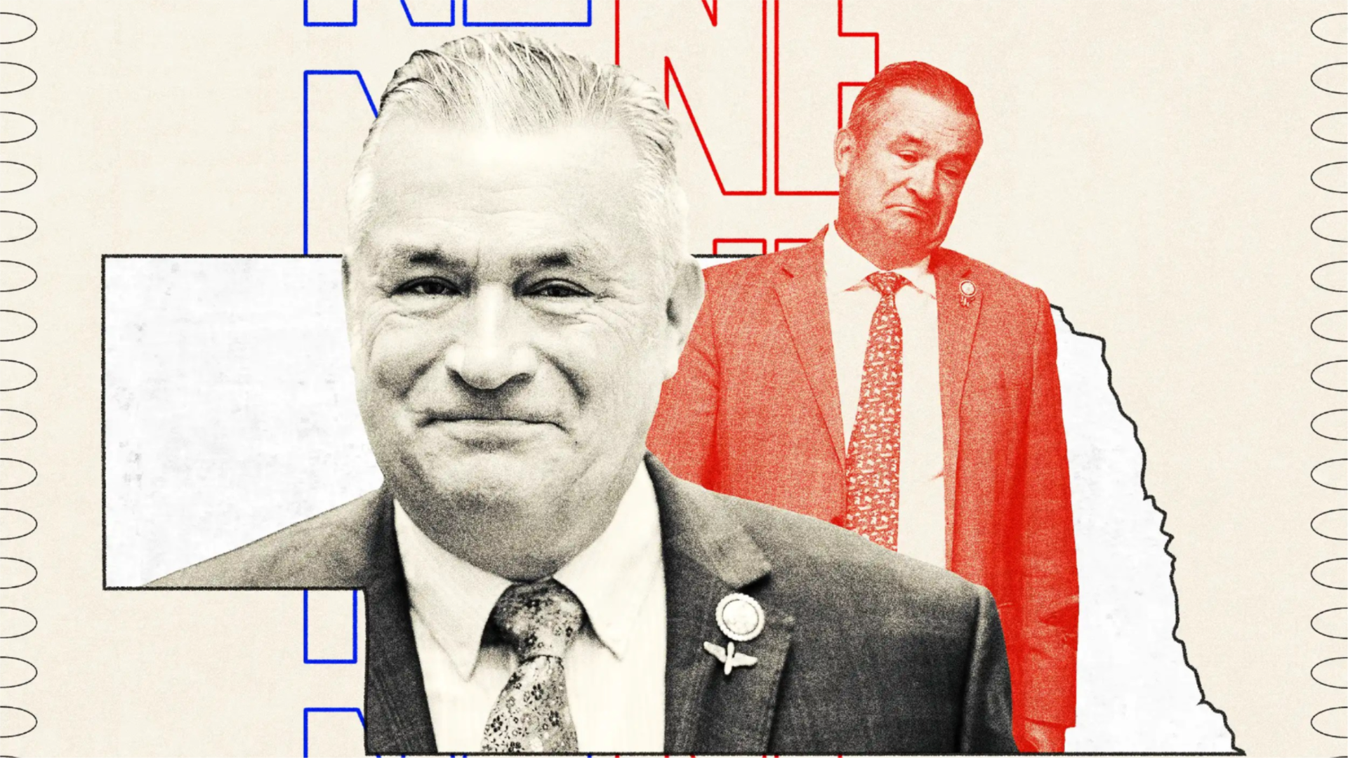 Graphic of Don Bacon in front of map outline of Nebraska 