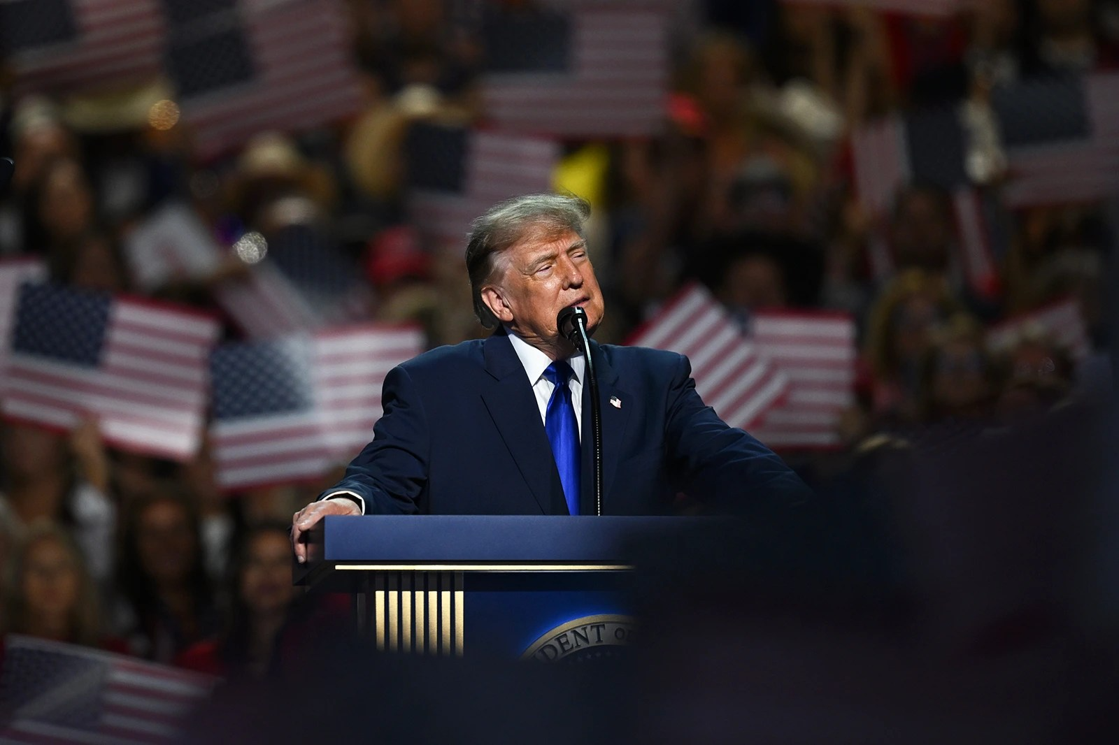 President Donald Trump speaks during the 2026 Republican National Convention on Sept. 9, 2026 in Dallas