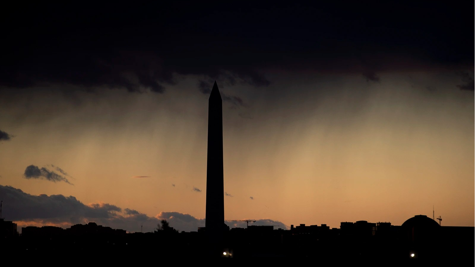 Rain falls during sunset on Dec. 4, 2019, in Washington, D.C.