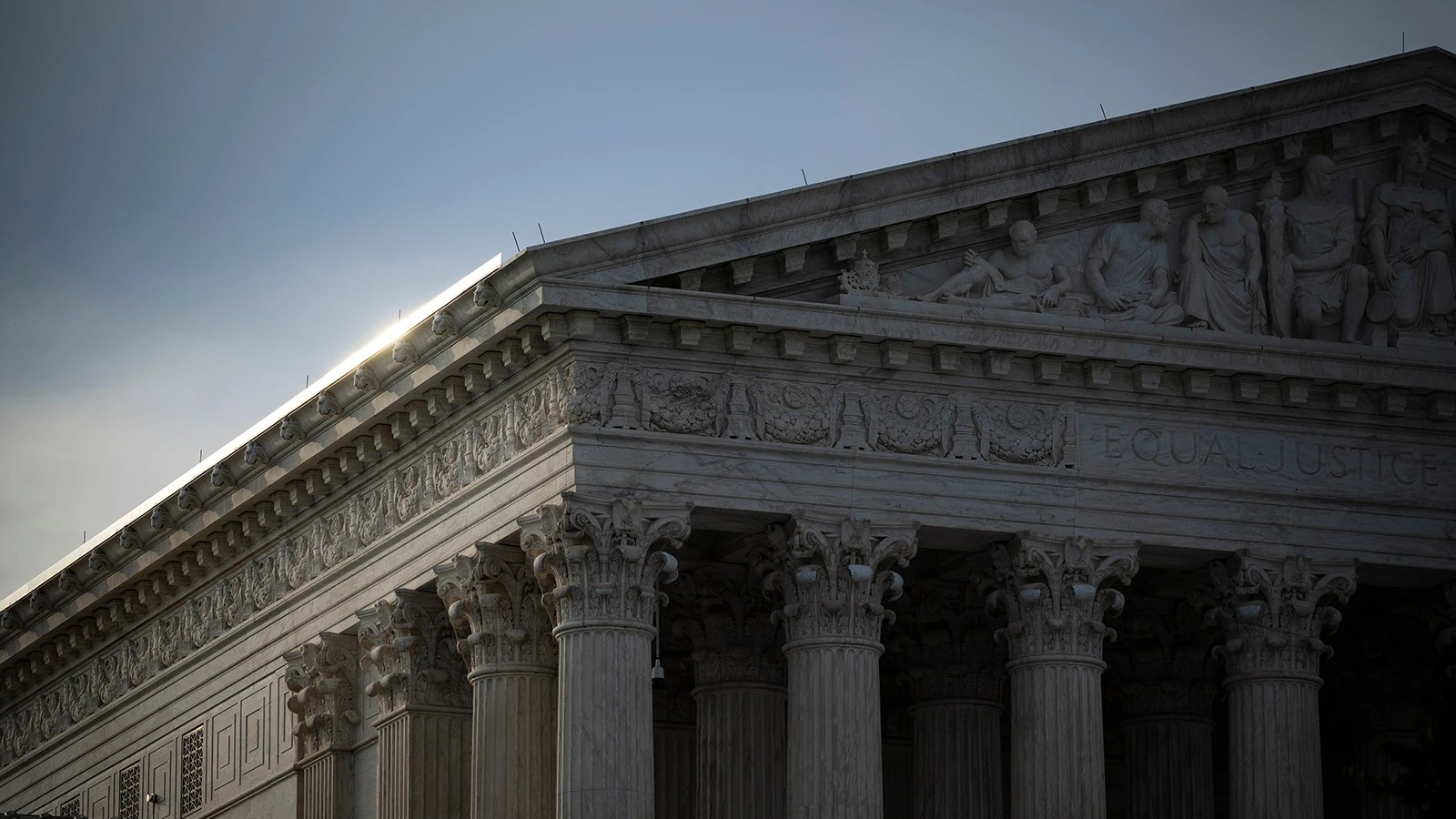 The left side of the exterior of the Supreme Court.