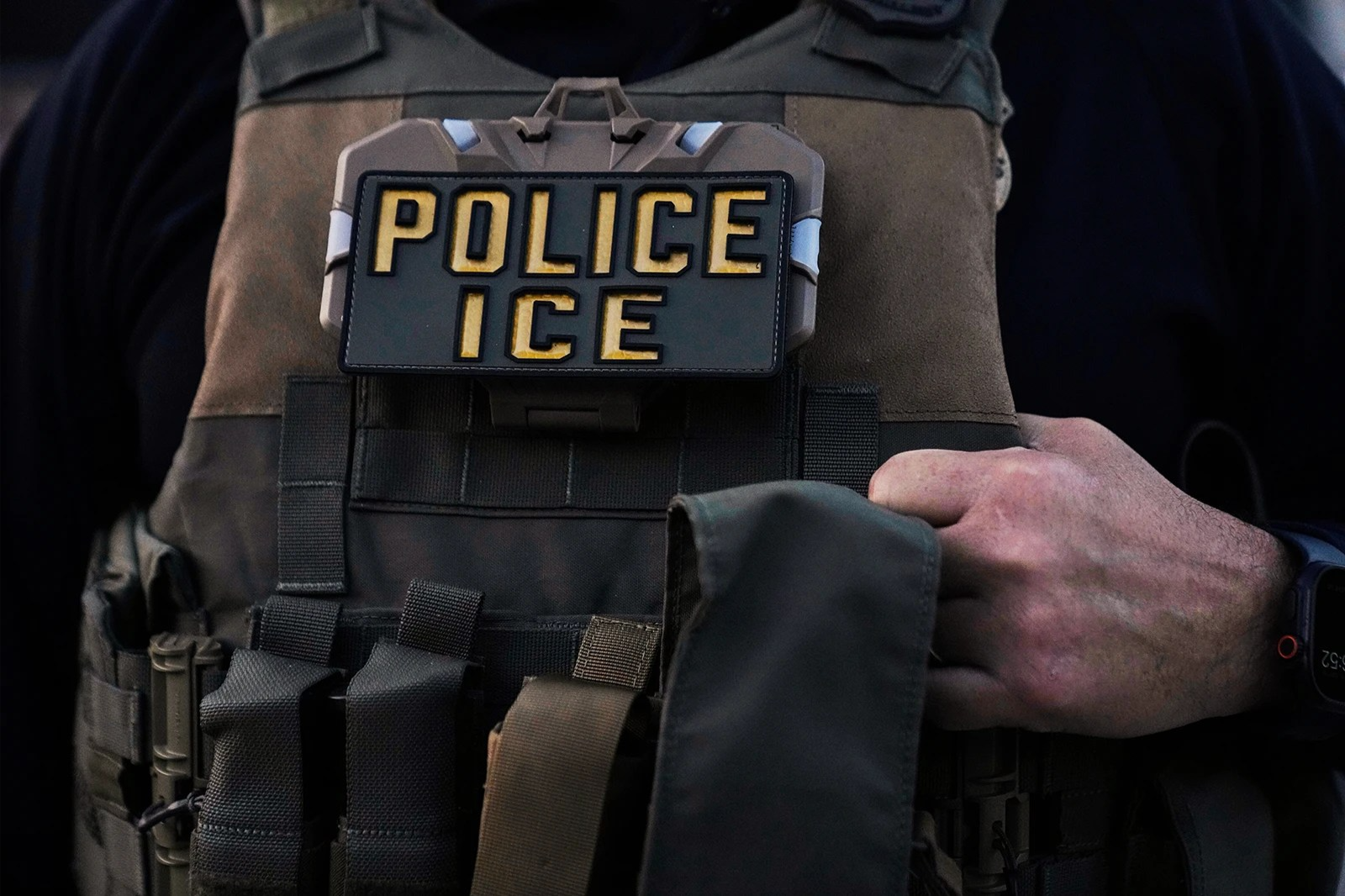 An image of an ICE officer's tactical vest. 