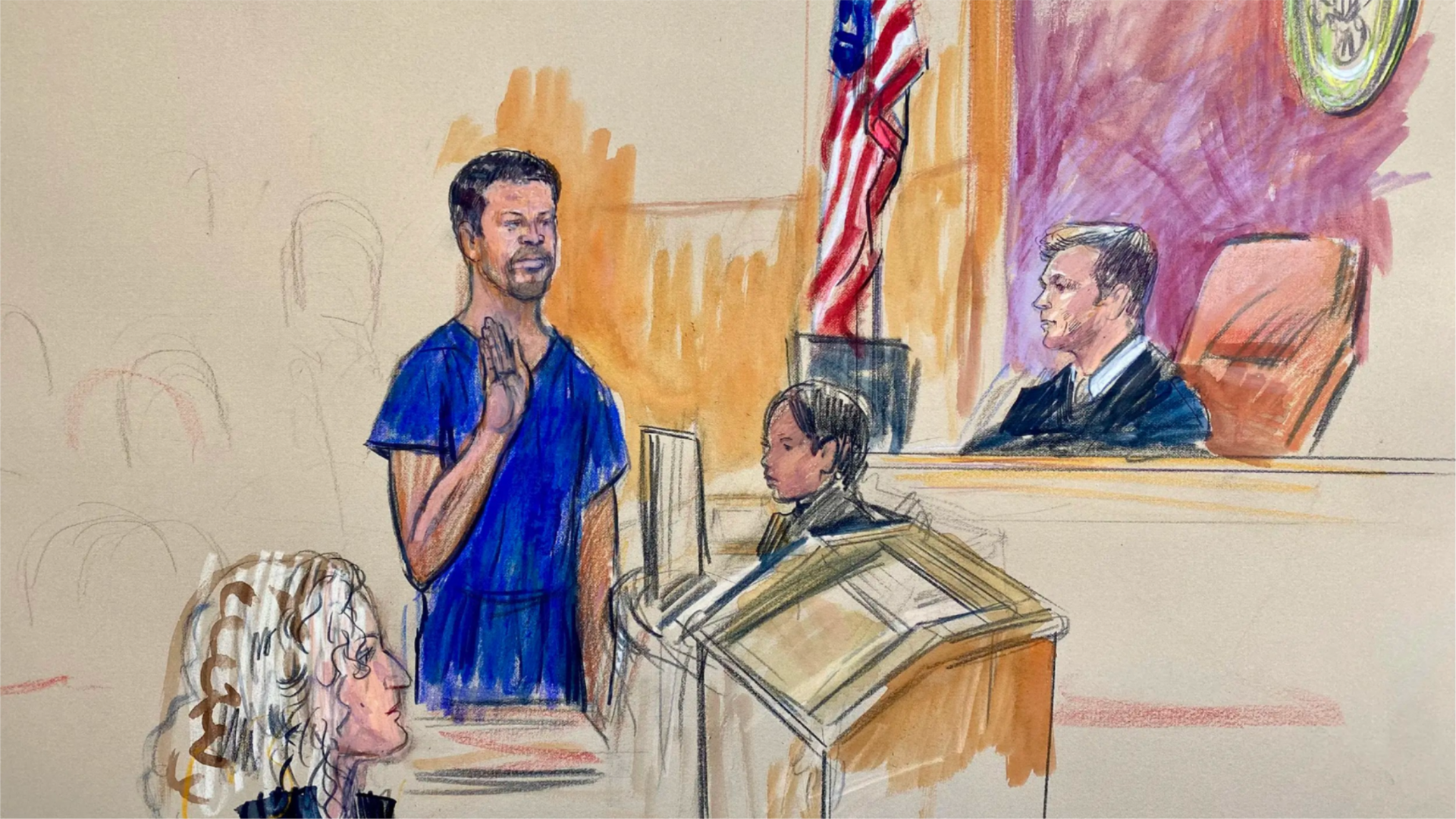 Court sketches of Cole Tomas Allen in court
