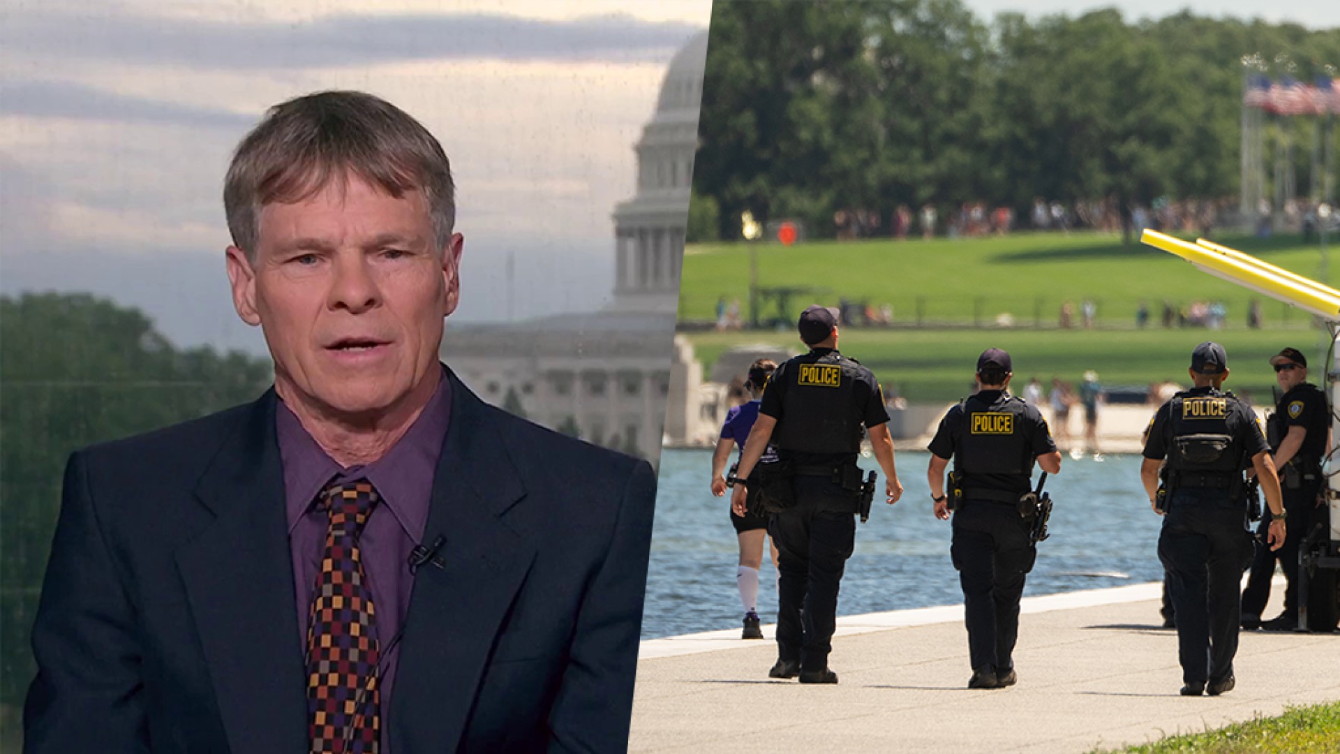 David Hearn alongside photo of Reflecting Pool