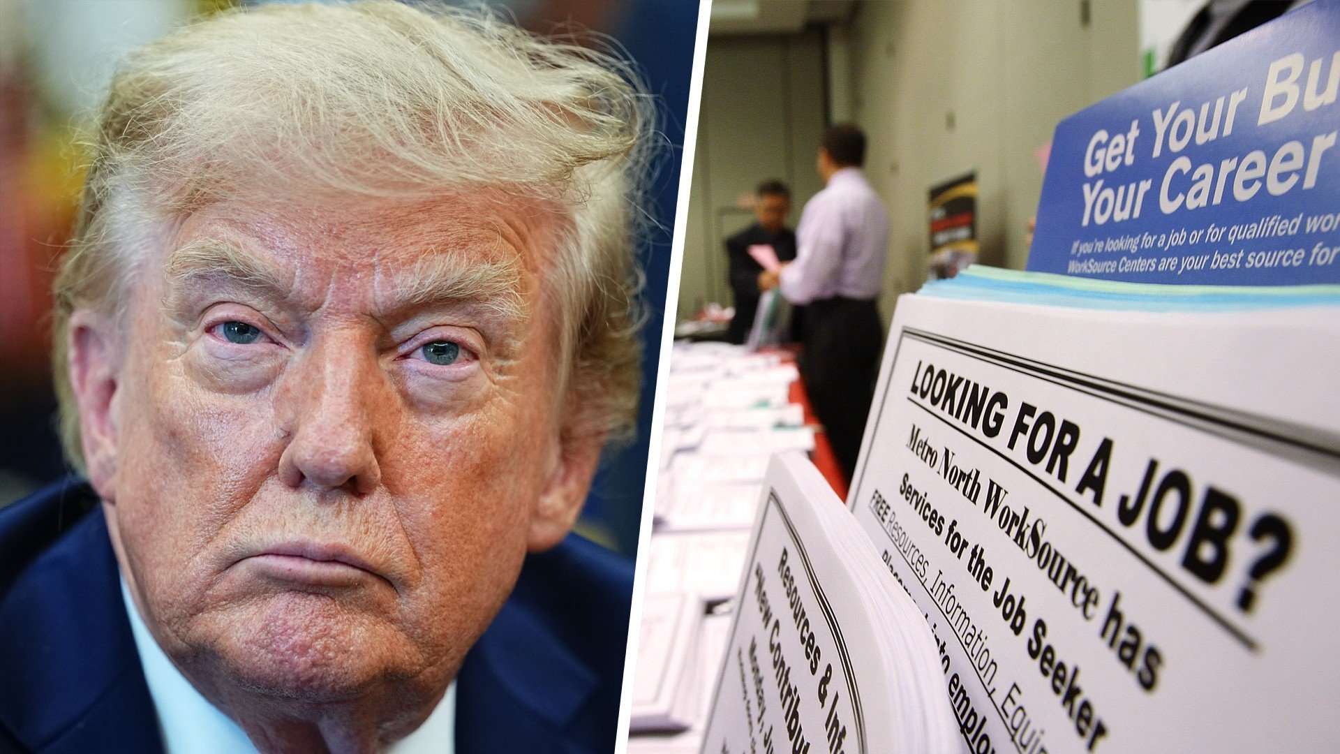 Donald Trump and ‘Looking for a job’ sign 