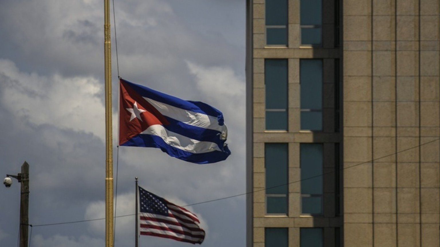 Cuban and American flags