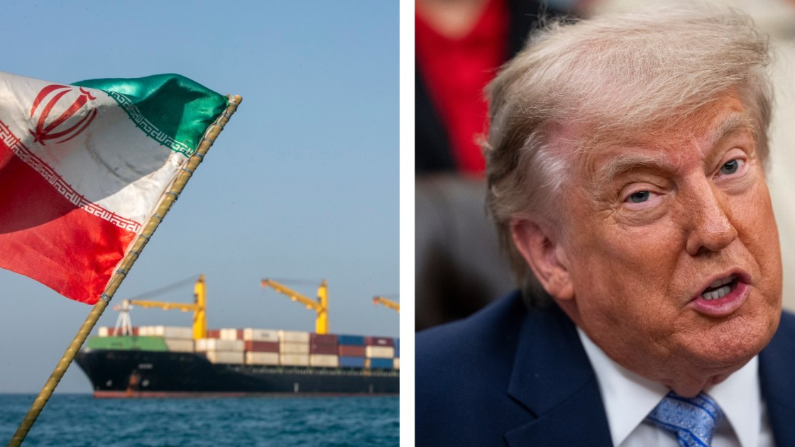 Edited photo of Trump and an Iranian flag