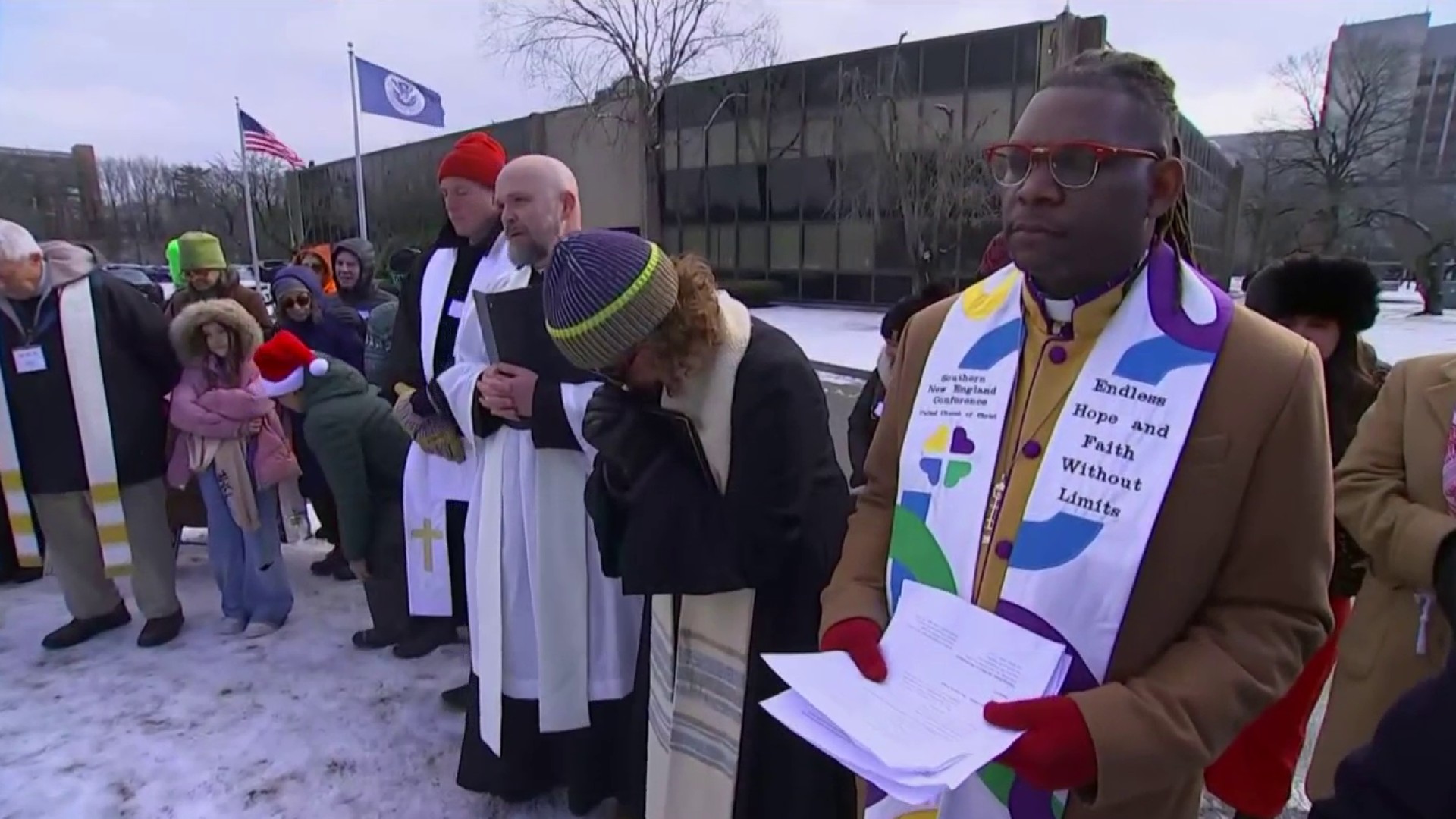Religious leaders at a Christmas Eve service
