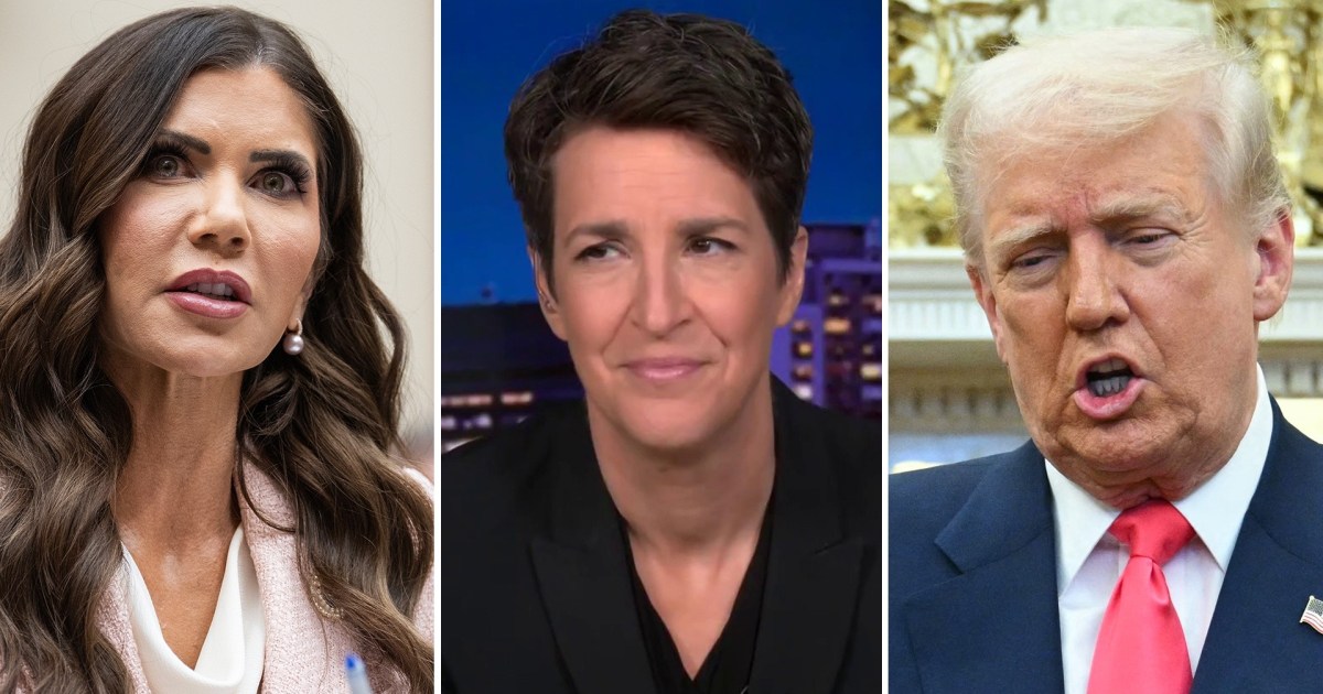 Kristi Noem, Rachel Maddow and Donald Trump