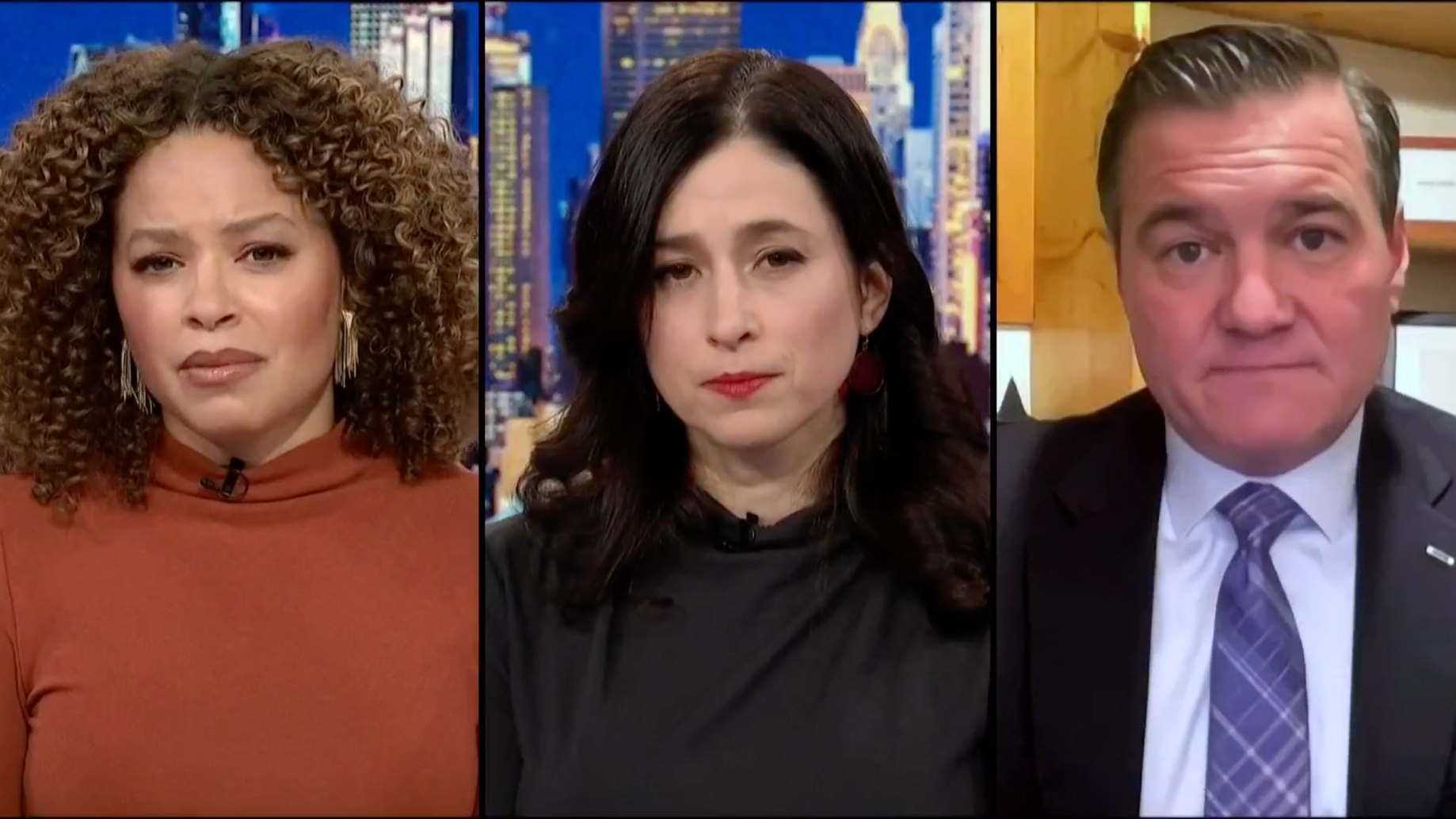 A photo of Catherine Rampell, Elise Jordan, and vet Matt Zeller