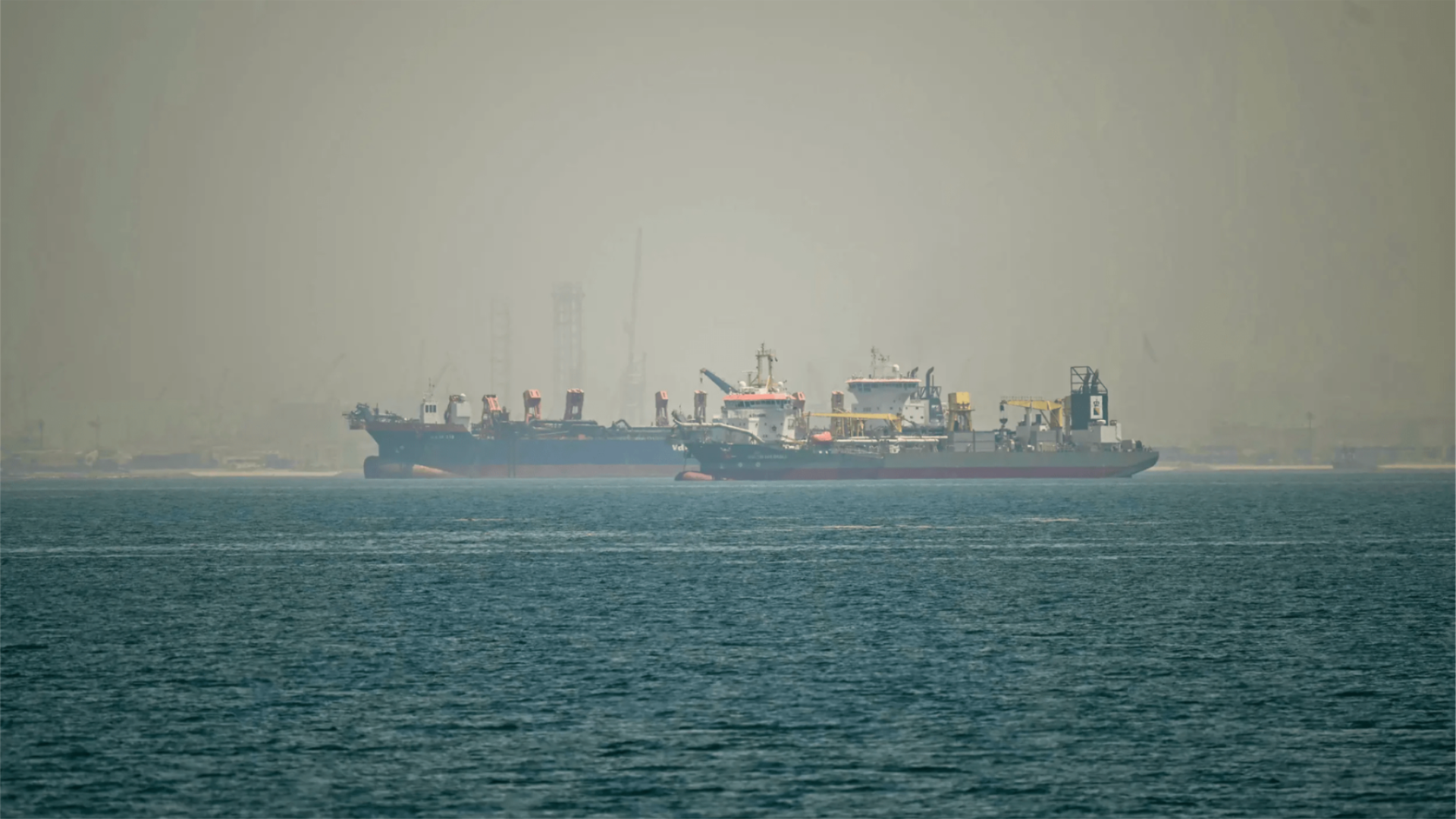 Commercial vessels off the coast of Dubai