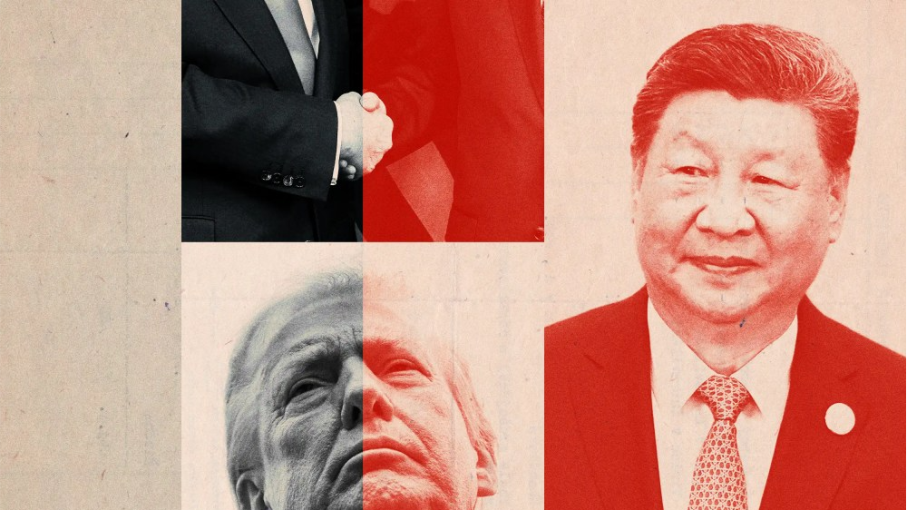 Donald Trump and Xi Jinping depicted in a photo collage.