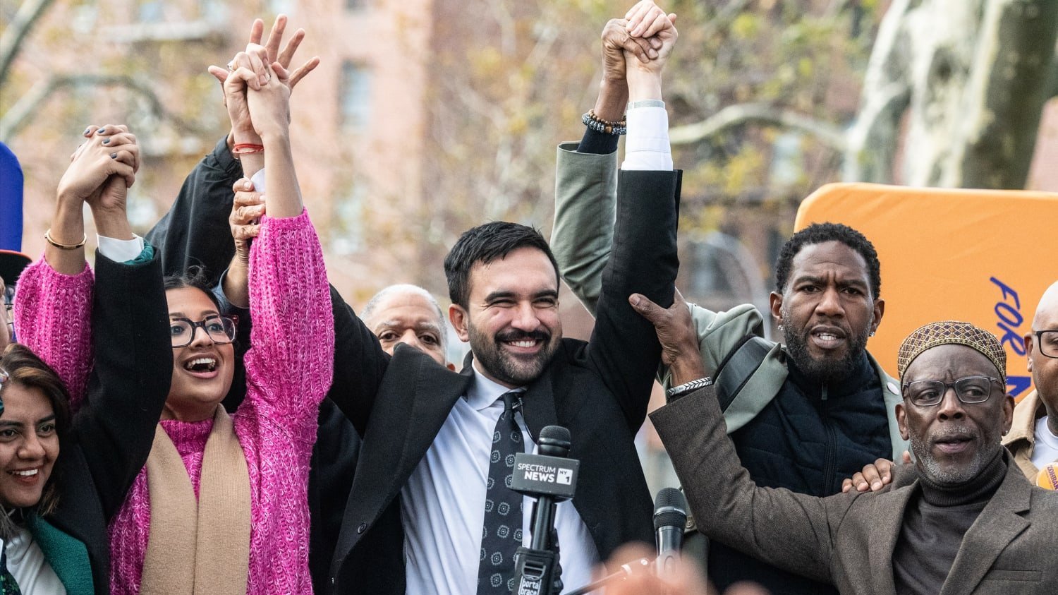  Zohran Mamdani and crowd