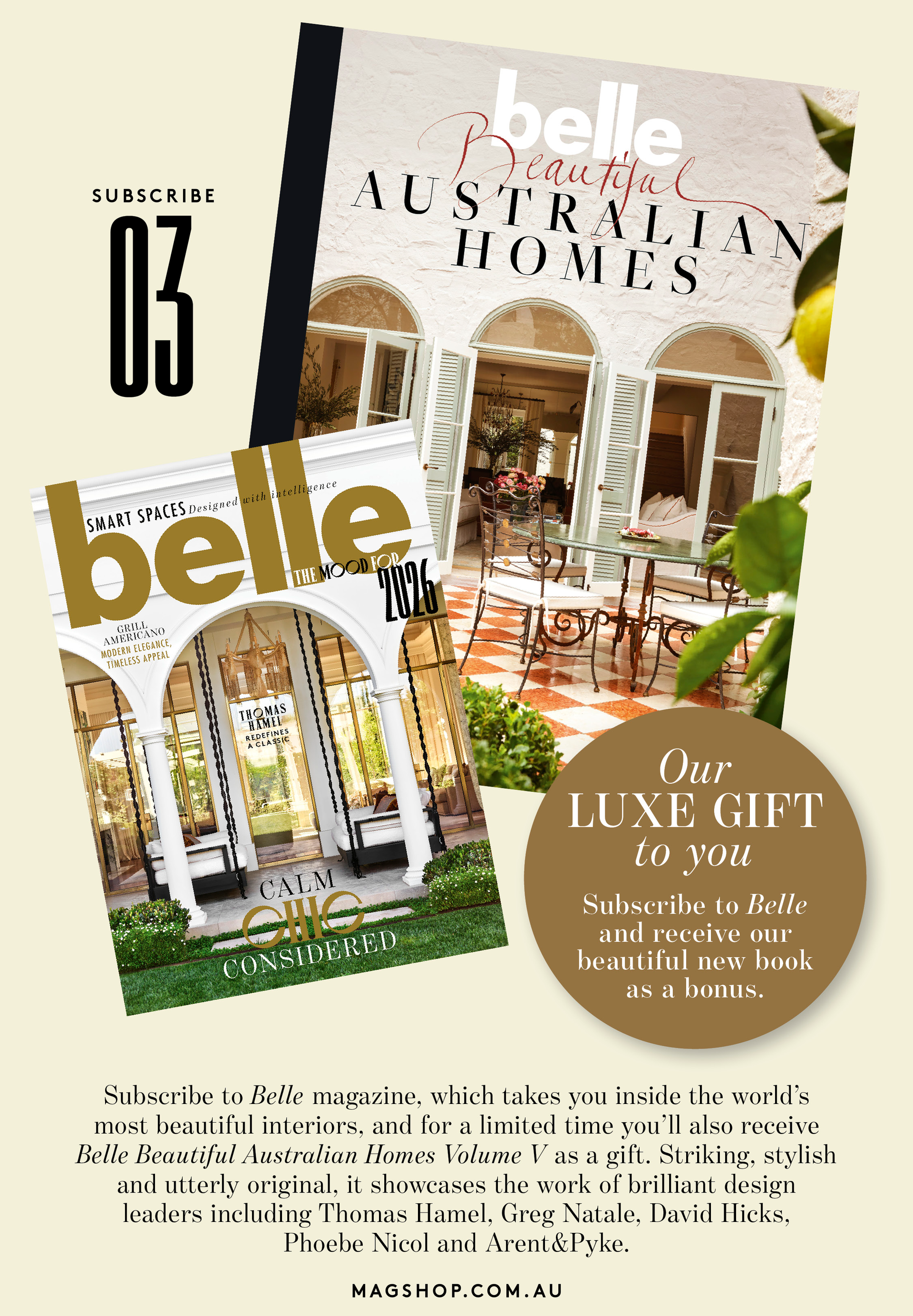 Belle magazine beside Belle Beautiful Australian Homes Vol V book