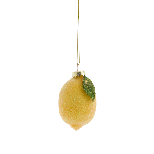 Frosted Glass Lemon Christmas Hanging Decoration