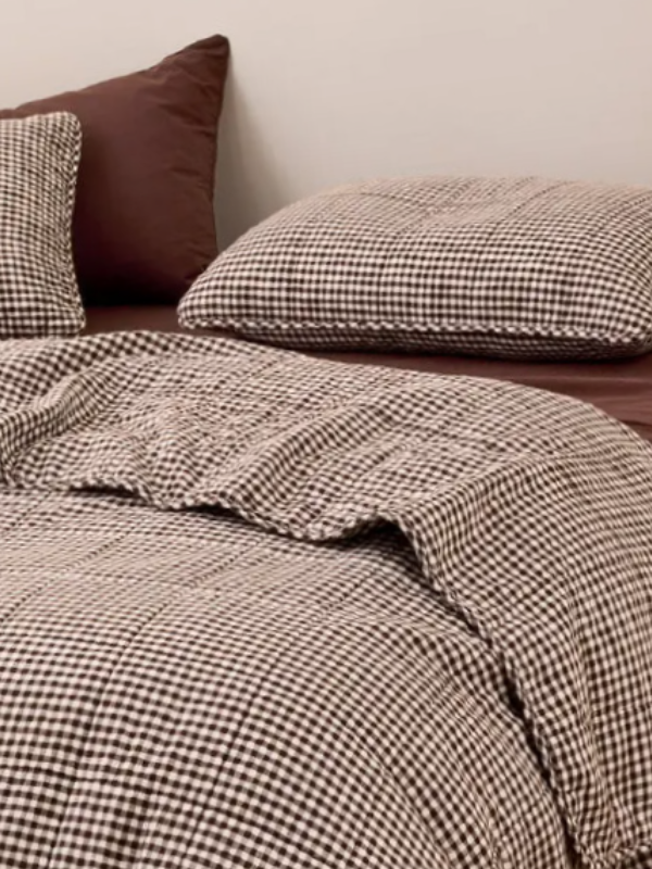 Gingham bed cover