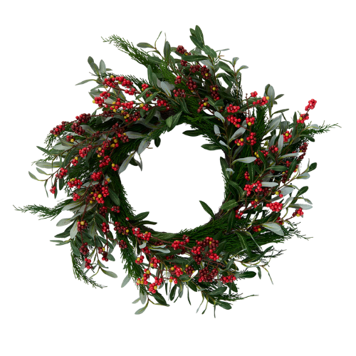Berry Olive Leaf Christmas Wreath