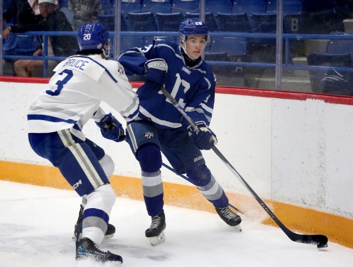 Two hockey players on the ice