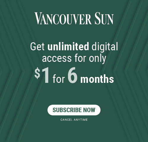 Vancouver Sun: Get unlimited digital access for only $1 for 6 months. Subscribe now. Cancel anytime.