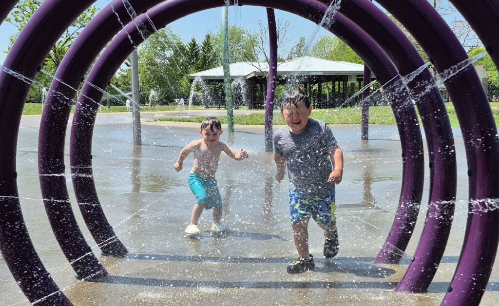 Cooling off at splash pad