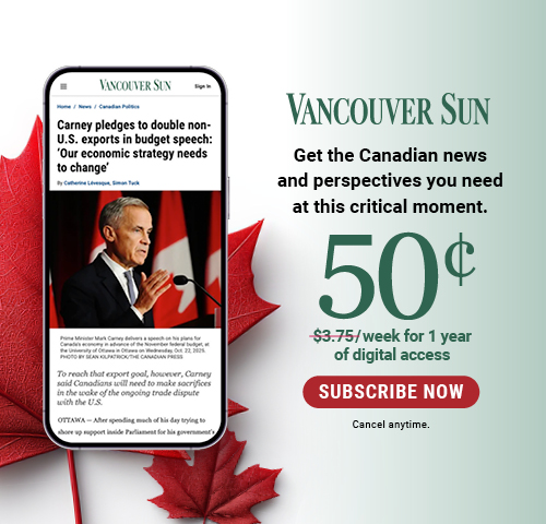 Vancouver Sun: Get unlimited digital access for only $1 for 6 months. Subscribe now. Cancel anytime.