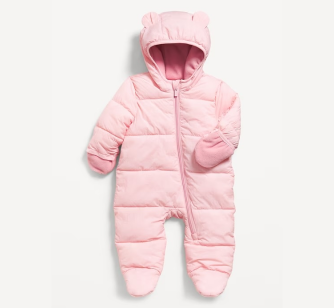 A baby puffer suit 