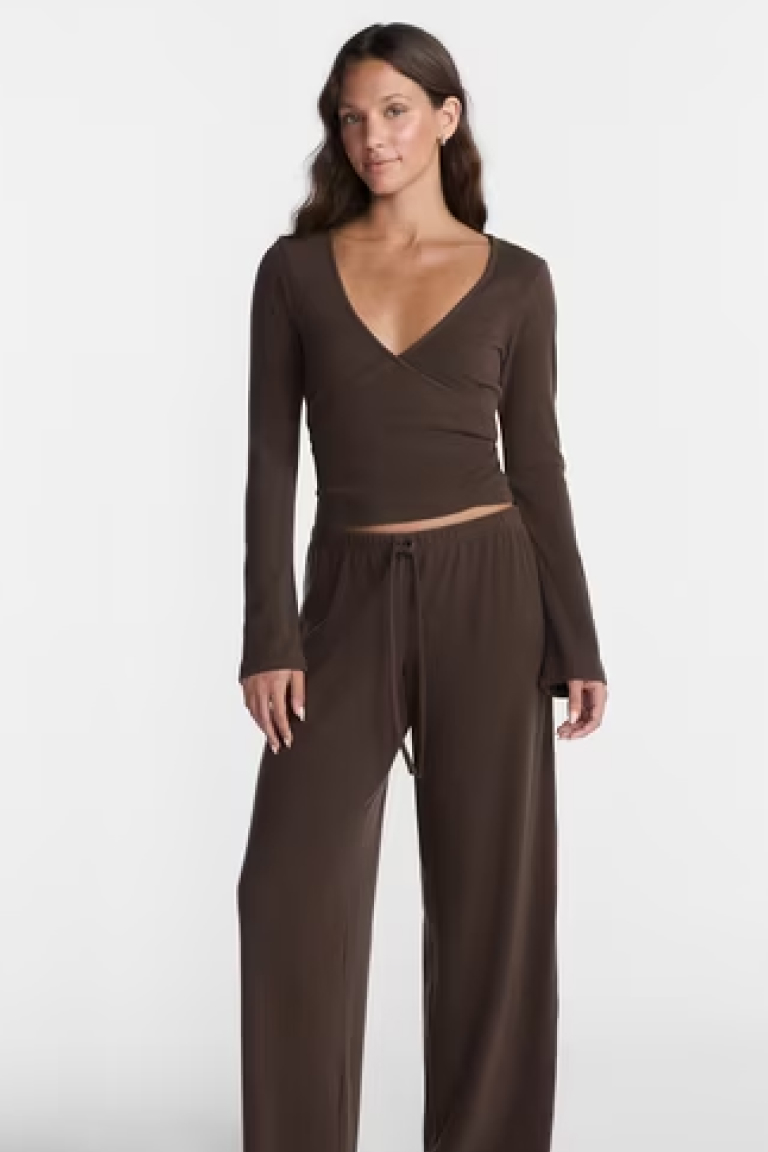 Ribbed Ballet Top and Flare Pants Set