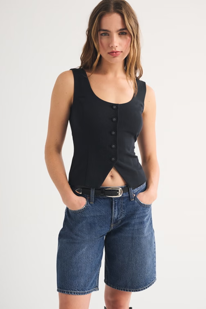 Low Rise Denim Bermuda Jort